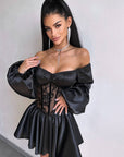 Elegant Satin One-Shoulder Mini Dress