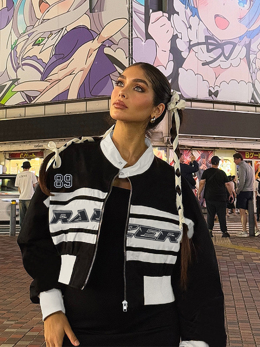 Trendy Color Block Long Sleeve Stand Collar Jacket