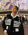 Trendy Color Block Long Sleeve Stand Collar Jacket
