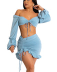 Stylish Hollow Out Crop Top and Skirt Set