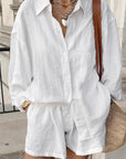 Casual French Style Cotton Shirt Set for Women