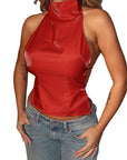 Satin Backless Top for Spring and Summer