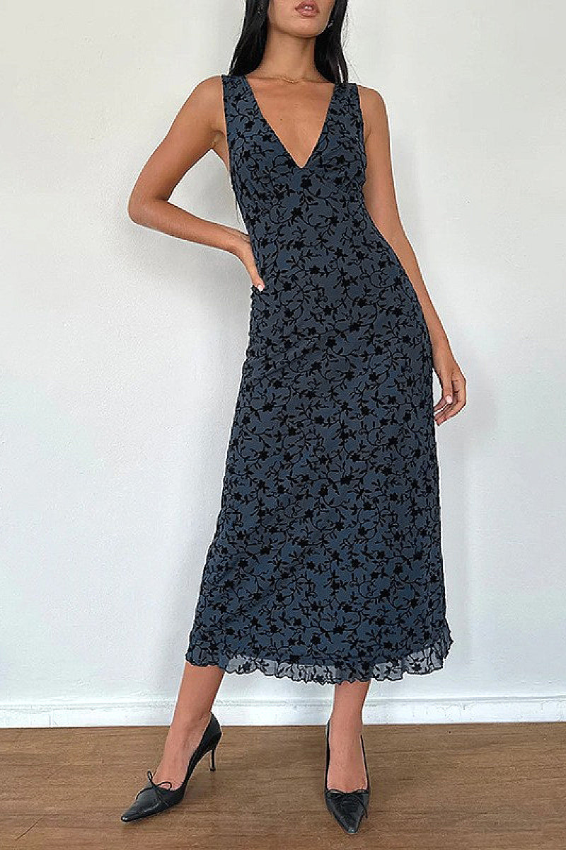 Summer Slim Fit V-Neck Floral Dress
