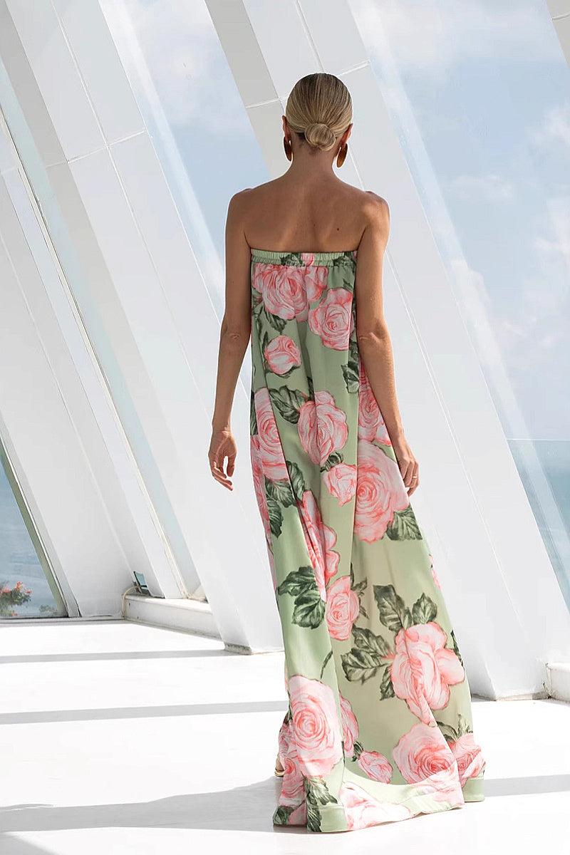 Elegant Strapless A-Line Dress with Back Cutout