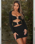 European Style Long Sleeve Hollow Bodycon Dress