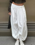 High Waist White Casual Wide Leg Pants for Women
