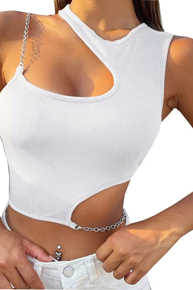 Summer Women's Crop Top with Metal Chain