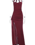 Chic Halter Neck A-Line Dress with Ruffle Hem