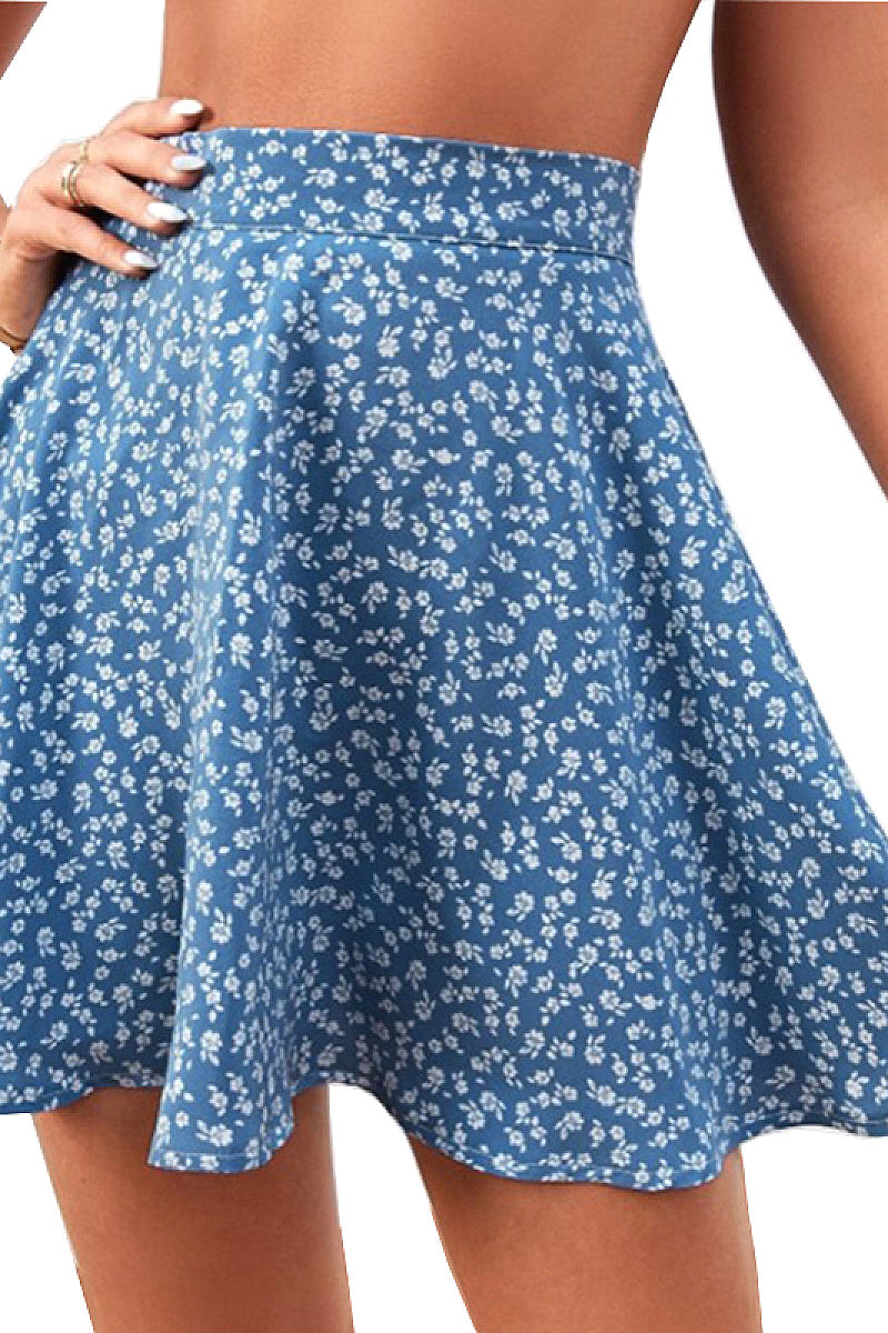 New Women's Floral High Waist Skater Skirt