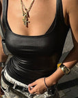 Trendy Summer Women's U-Neck Crop Top