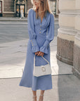French Lantern Sleeve V-Neck Dress for Women