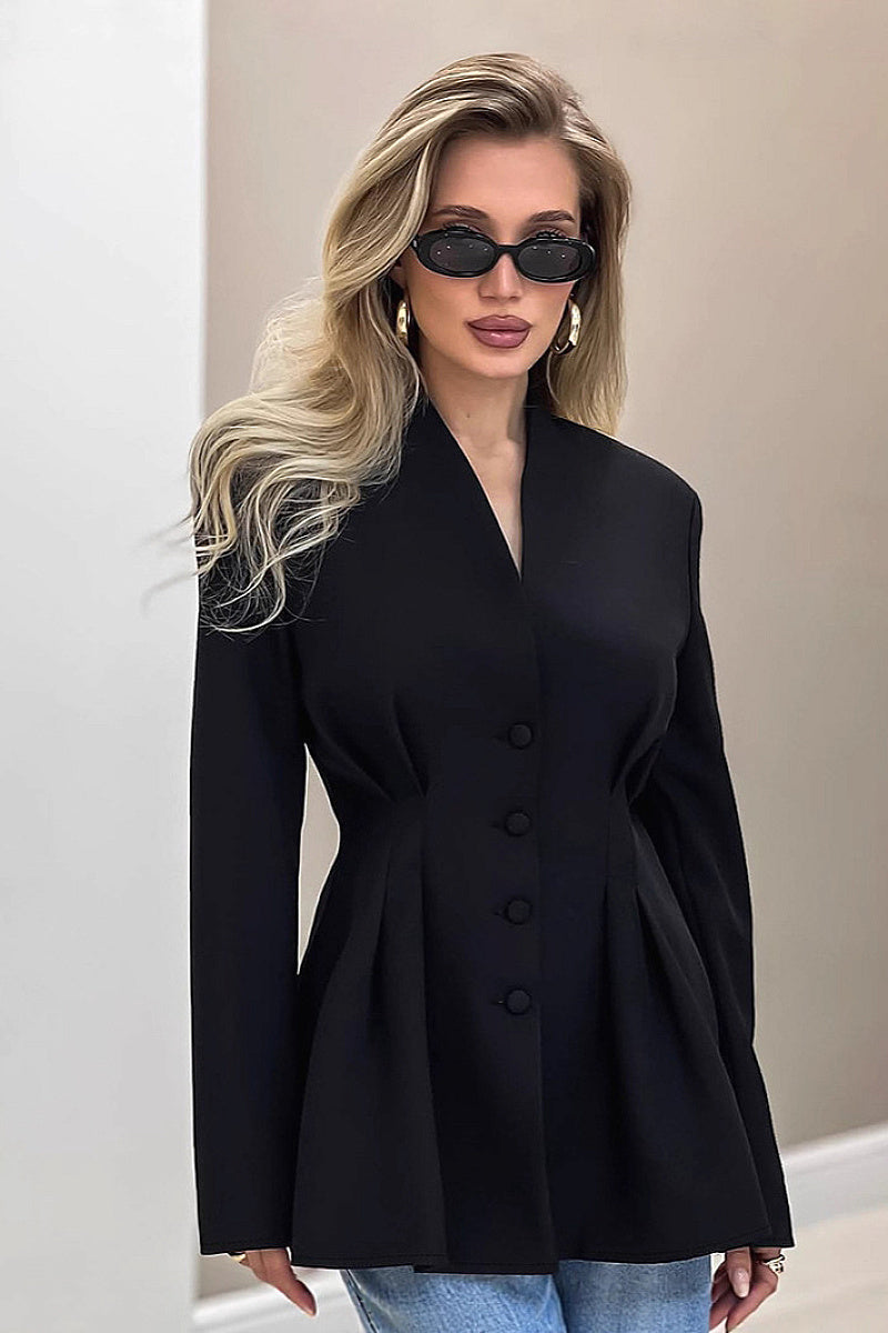 Elegant Slim Fit V-Neck Blazer for Women