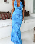 Elegant Backless Floral Maxi Dress for Women