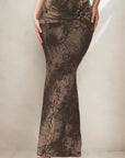 Vintage Floral Print Bodycon Maxi Skirt