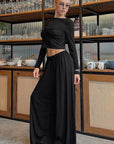 Women's Casual Knit Set with Round Neck