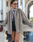 Fashionable Long Sleeve Faux Mink Coat for Women