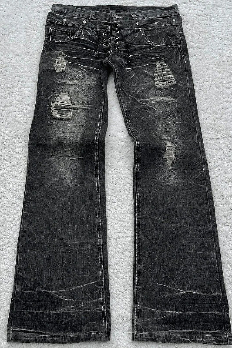 Vintage Y2K High-Waisted Flared Denim Pants