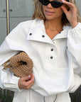Minimalist Polo Shirt Set with Lantern Sleeves