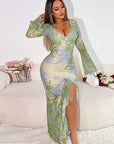Fashion V-Neck Long Sleeve Dress with Irregular Hem