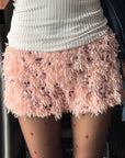 Sexy Low Rise Feather Sequined Shorts for Women