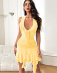 Unique Ruffle Neck Sexy Bodycon Dress