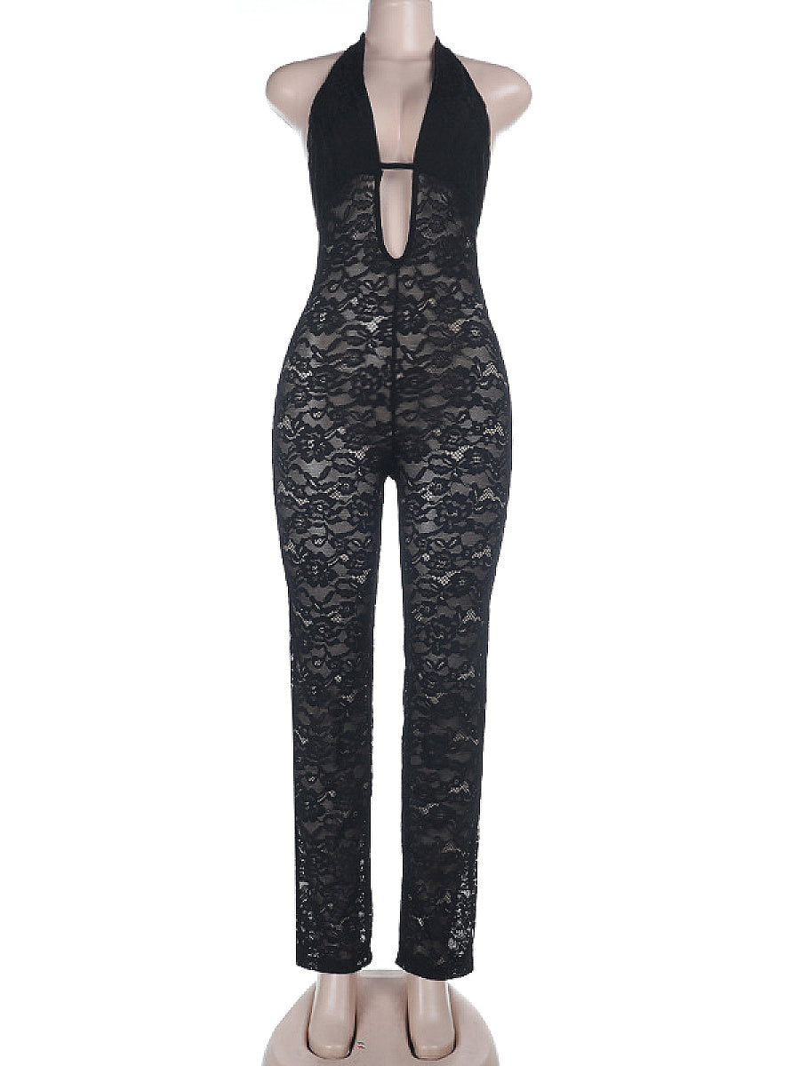 Sexy Lace Halter Jumpsuit for Summer