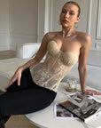 Sexy Embroidered Fishbone Bustier for Women