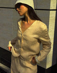 French Style Casual Cotton Cardigan Set