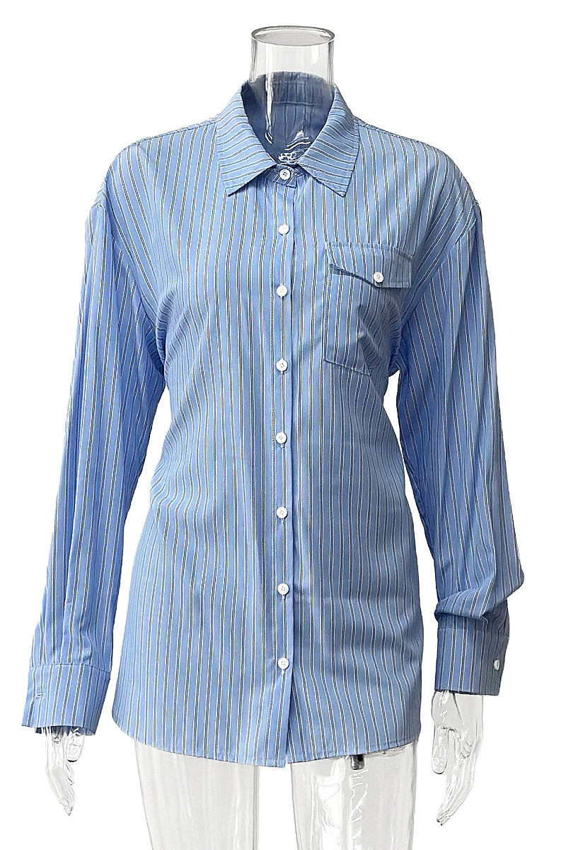 Autumn European and American Design Striped Shirt