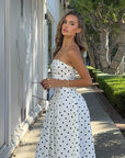 Elegant Polka Dot Strapless A-Line Dress