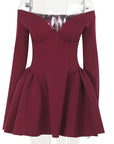Elegant Slim Fit A-Line Long Sleeve Dress