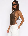 Spring Fashionable Women's Satin Backless Top