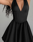 Stylish V-Neck Backless Mini Dress