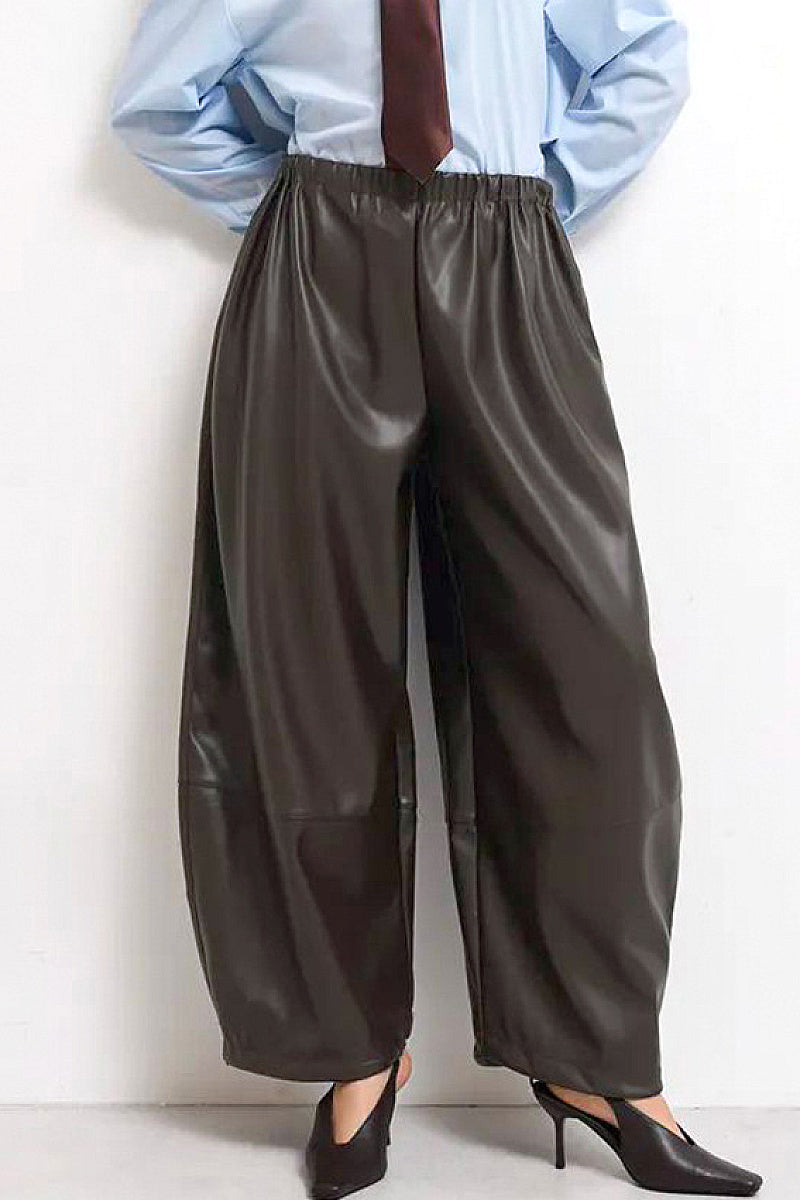 Women's Stylish High Waist PU Pants