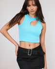 Sexy Hollow Ribbed Tank Top for Women