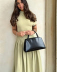 Elegant Spring Summer Dress with Asymmetric Neck