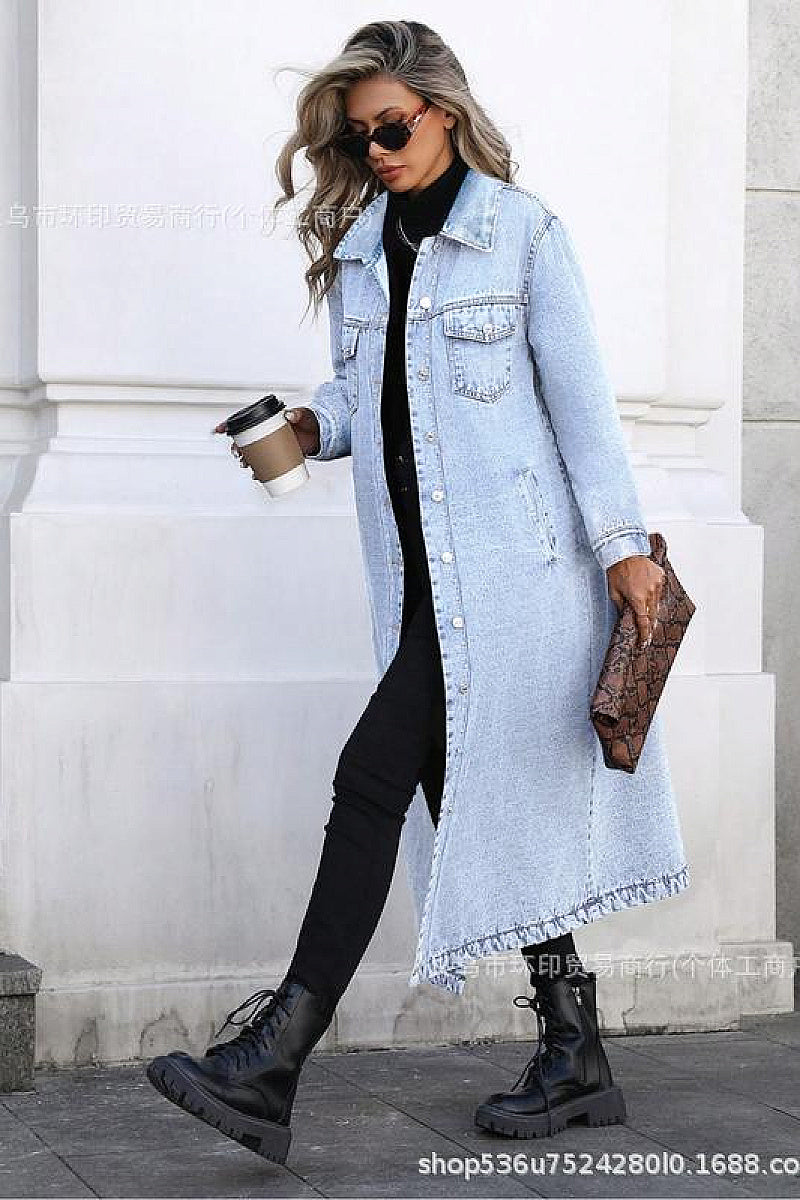 Casual Long Denim Coat for Women