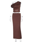 Off Shoulder Sheer Hollow Out Dress for Women