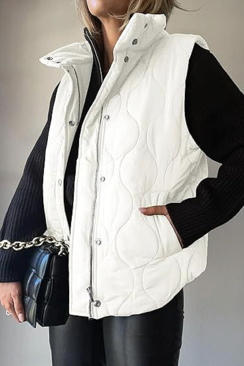 Fashionable Casual Sleeveless Cotton Vest with Zipper