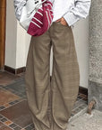 British Style Plaid High Waist Trousers for Women