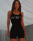 Casual Street Style Sleeveless Top with Rhinestones