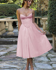Fashionable Waist-Defined Spaghetti Strap Dress