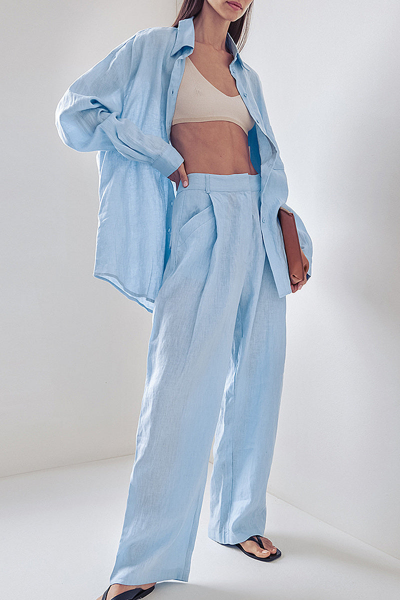 Summer Loose Cotton Linen Two-Piece Set for Women