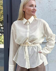 French Style Soft Apricot Collar Shirt for Women
