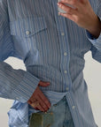 Autumn European and American Design Striped Shirt