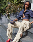 Stylish Cropped Denim Jacket with Lapel for Women