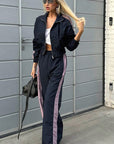 Trendy Color Block Casual Sports Suit