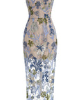 Elegant Embroidered Sequin Flower Strapless Dress