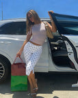 Elegant Polka Dot Print High Waist Cropped Pants