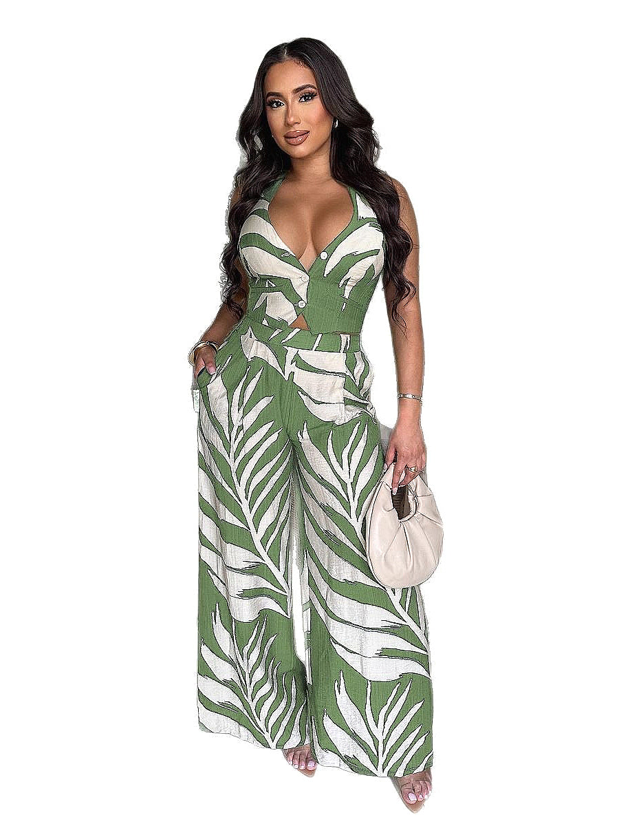 Stylish Women's Two-Piece Set with Wide Leg Pants